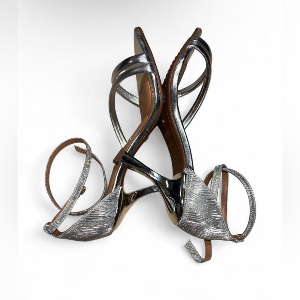 New W/O box Vizzano silver metallic open toe high heels 3-4” - size 8/37